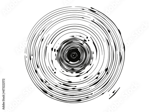 Drawing of Vector gun target illustration separated, sweeping overdrawn lines.