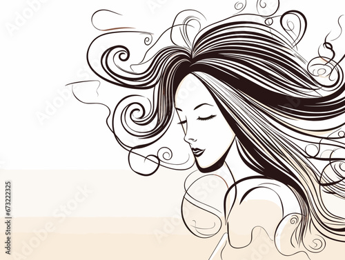 Drawing of Vector illustration of Elegance women illustration separated, sweeping overdrawn lines.