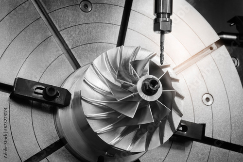 Tablou pe pânză Manufacturing CNC professional lathe machine witgh turbine, impeller