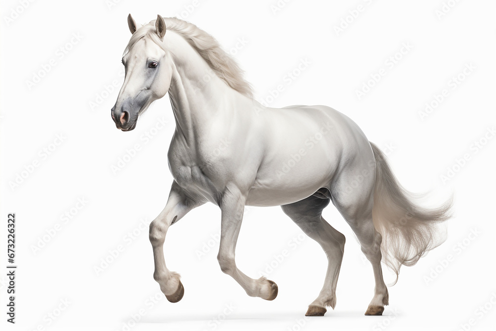Naklejka premium Horse, White Horse, Horse Isolated On White, Horse In White Background, Horse On White Background