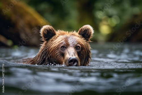 A bear swimming in a river. Generative AI