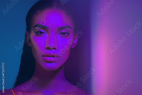 portrait of beautiful african american model with neon light in the studio in neon light portrait of beautiful african american model with neon light in the studio in neon light portrait of young attr