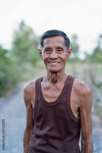 senior asian man smiling