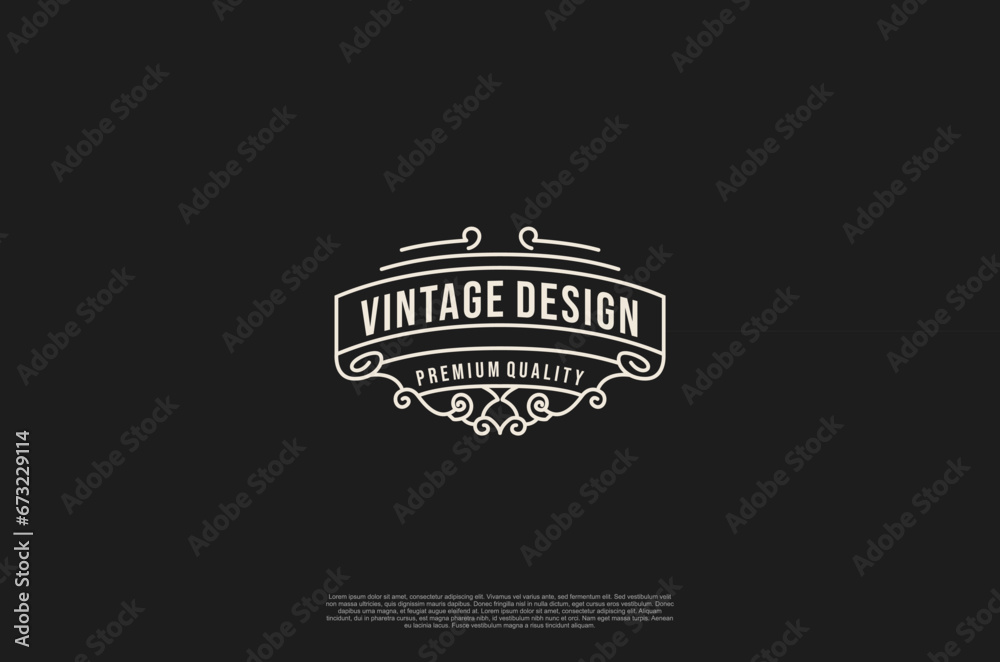 Fototapeta premium Old vinatage label ornament logo antique label decorations. Vector design element