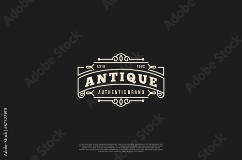 Old vinatage label ornament logo antique label decorations. Vector design element
