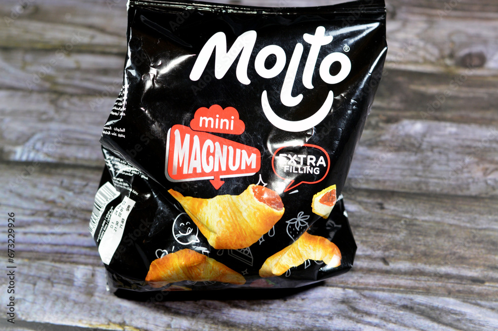 Cairo, Egypt, November 4 2023 Molto magnum strawberry cheesecake mini