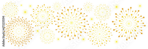 golden fireworks vector for new year. background with fireworks