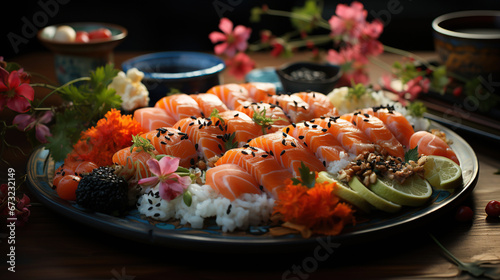 Delicious Takowasa Japanese Appetizer on Blurred Background