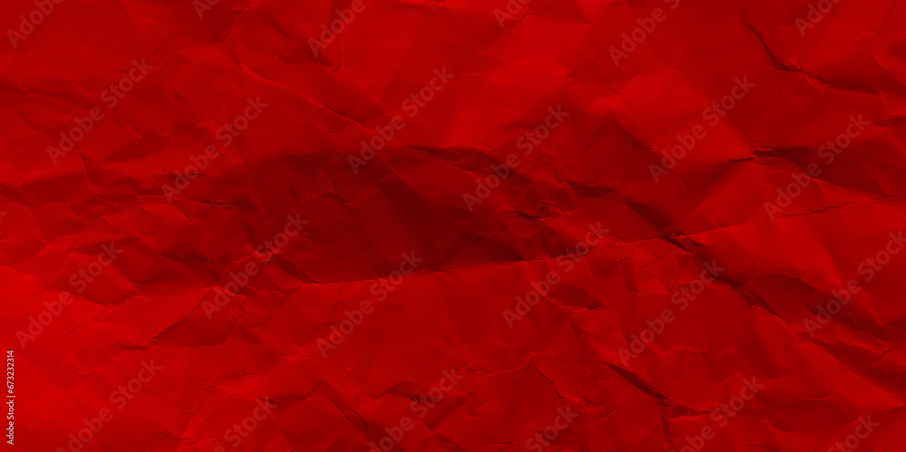 Red crinkled paper texture background and Glued paper wrinkled effect. Background for various purposes. - obrazy, fototapety, plakaty 