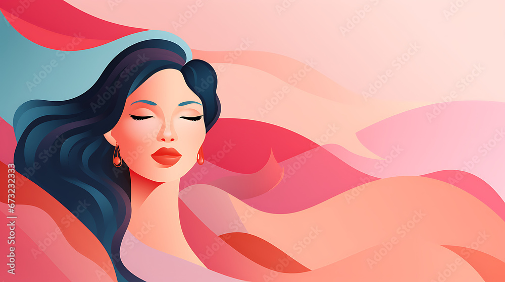 Modern Women and Girls: AI-Generated Flat Style Vector Illustration for Women's Day