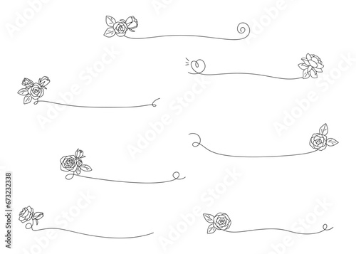 薔薇の飾り罫　手書き　テキスト装飾