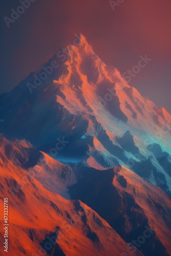 beautiful mountain landscape with snow and mountains beautiful mountain landscape with snow and mountains abstract colorful mountains landscape illustration, digital art