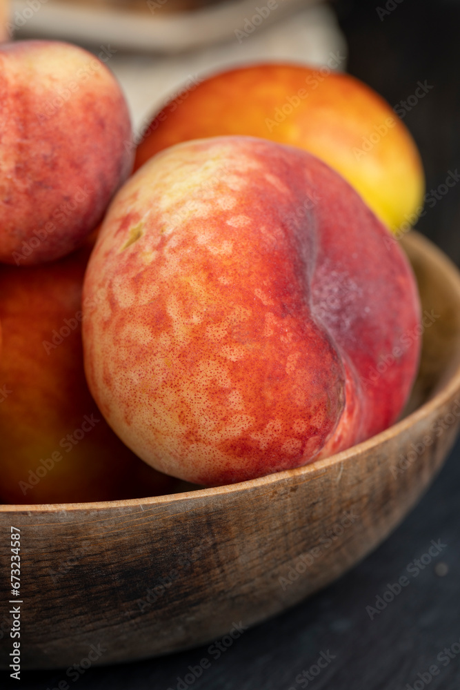 ripe delicious peaches on the table, making desserts ripe delicious peaches on the table, making desserts