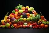 Collection of nutritious fruits and vegetables. Generative AI