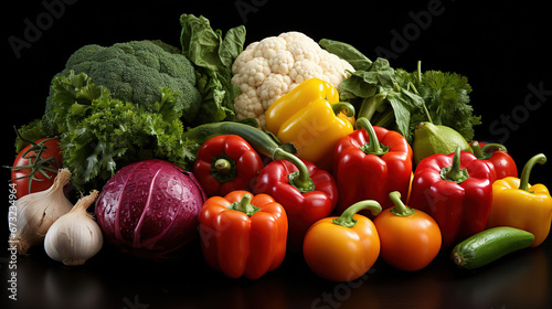 Assortment of Fresh Fruits and Vegetables Blurry Background