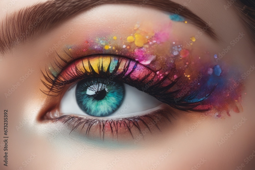eye with colorful makeup. creative makeup.eye with colorful makeup. creative makeup.colorful eye with creative makeup