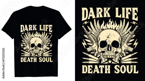 dark life death soul ,skull vector veteran t-shirt