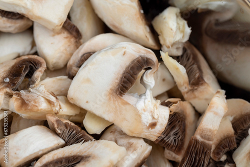 sliced white mushrooms mushrooms during cooking