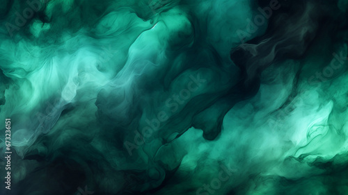 Abstract background , dark green liquid flowing, emerald green Jade shading, texture, under water smoke,