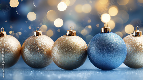 Photo of Christmas toys on a shiny background.