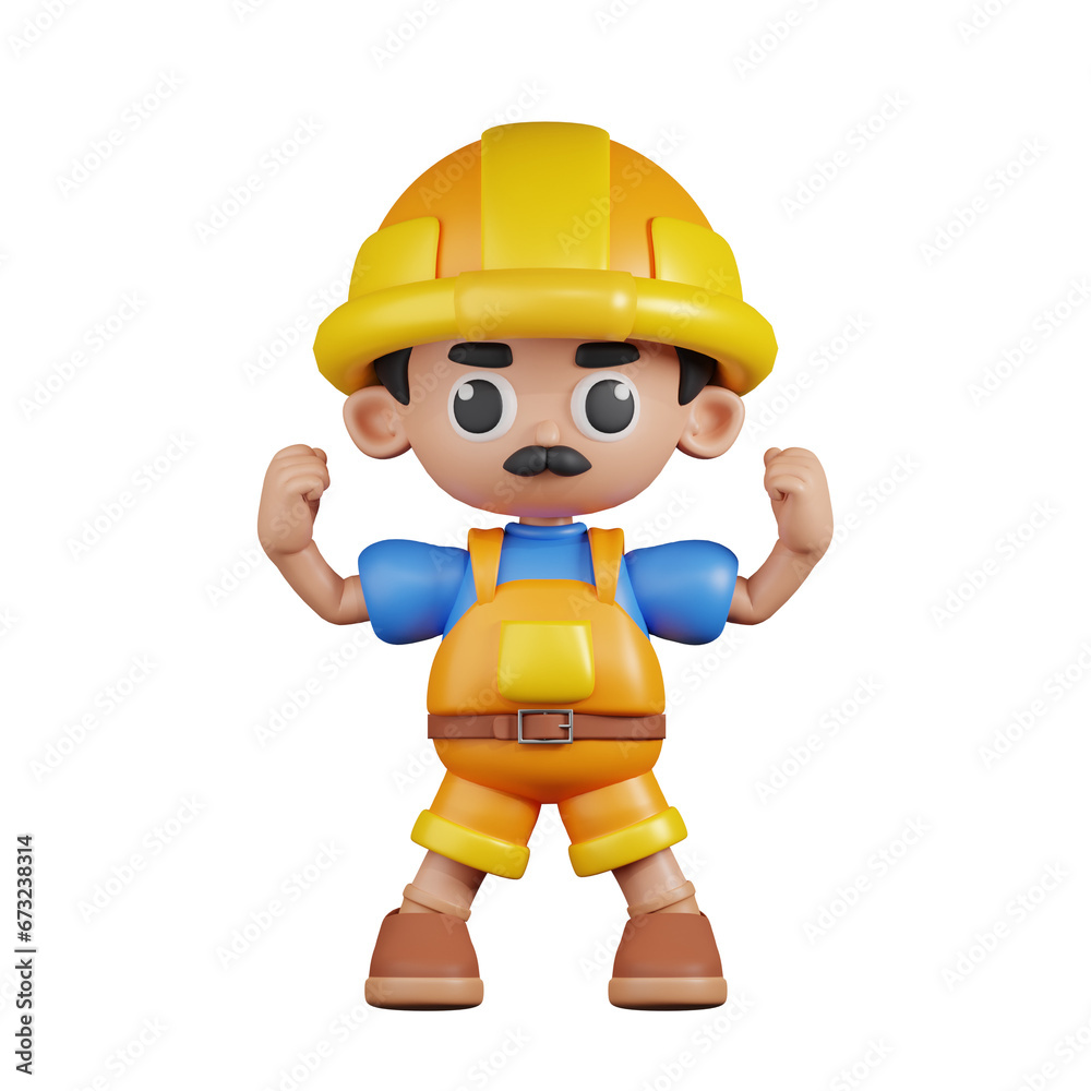 3d Character Builder Looking Strong Pose. 3d render isolated on transparent backdrop. 3d Character Builder Looking Strong Pose. 3d render isolated on transparent backdrop.