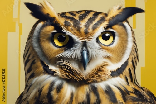 owl with a yellow background owl with a yellow background portrait of a beautiful owl with a yellow eyes