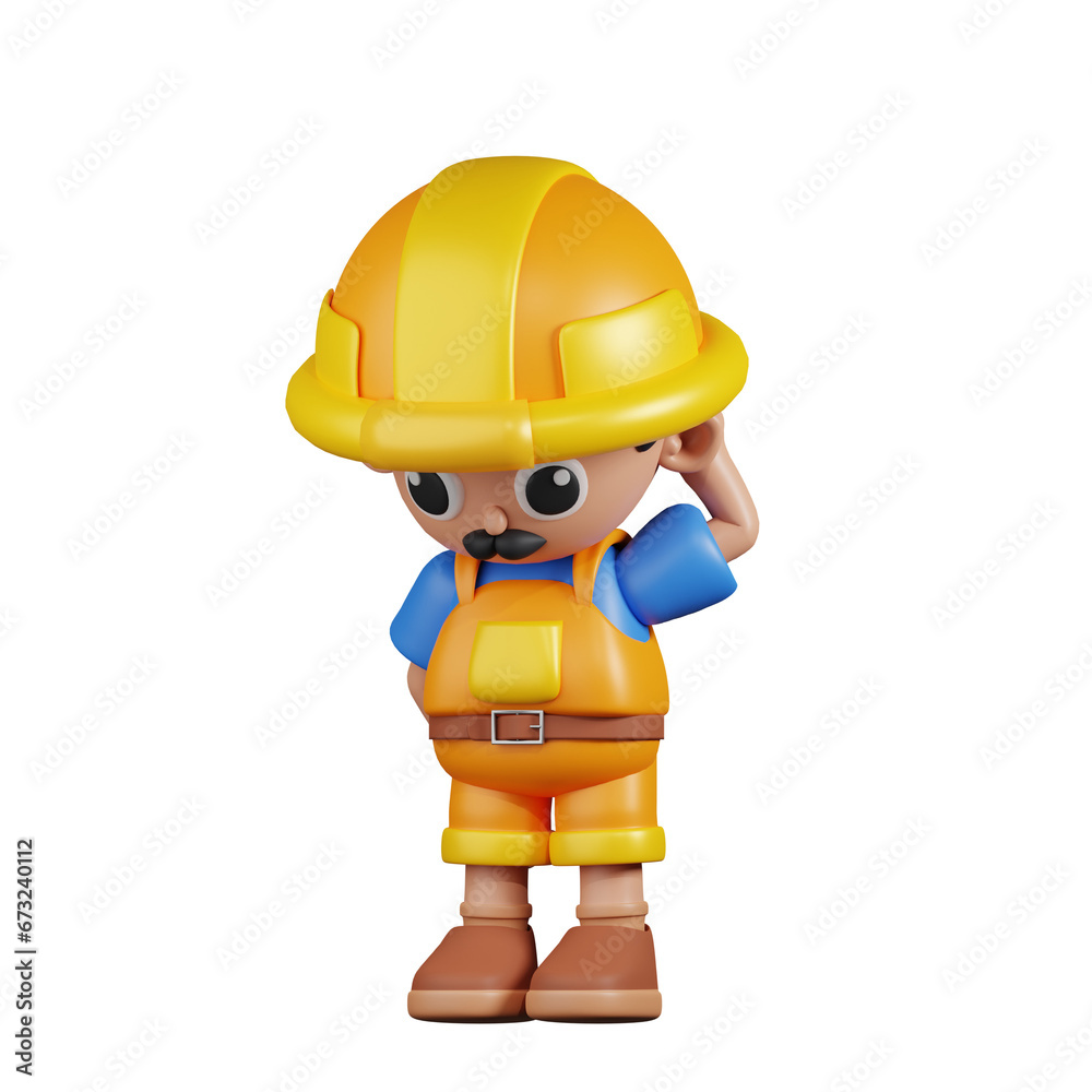 3d Character Builder Worry Pose. 3d render isolated on transparent backdrop. 3d Character Builder Worry Pose. 3d render isolated on transparent backdrop.