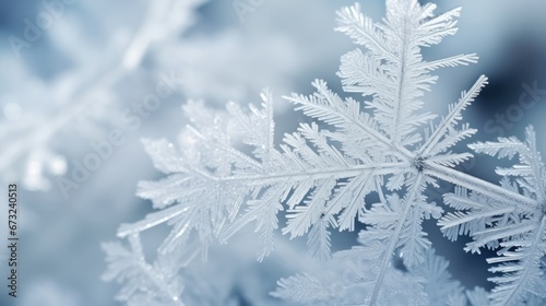 Snowflakes Close-up frost patterns beautiful background. Hello Winter, Merry Christmas, Happy New Year concept. Hoarfrost Ice crystals wallpaper. Frosty transparent snowflake texture.. © Oksana Smyshliaeva