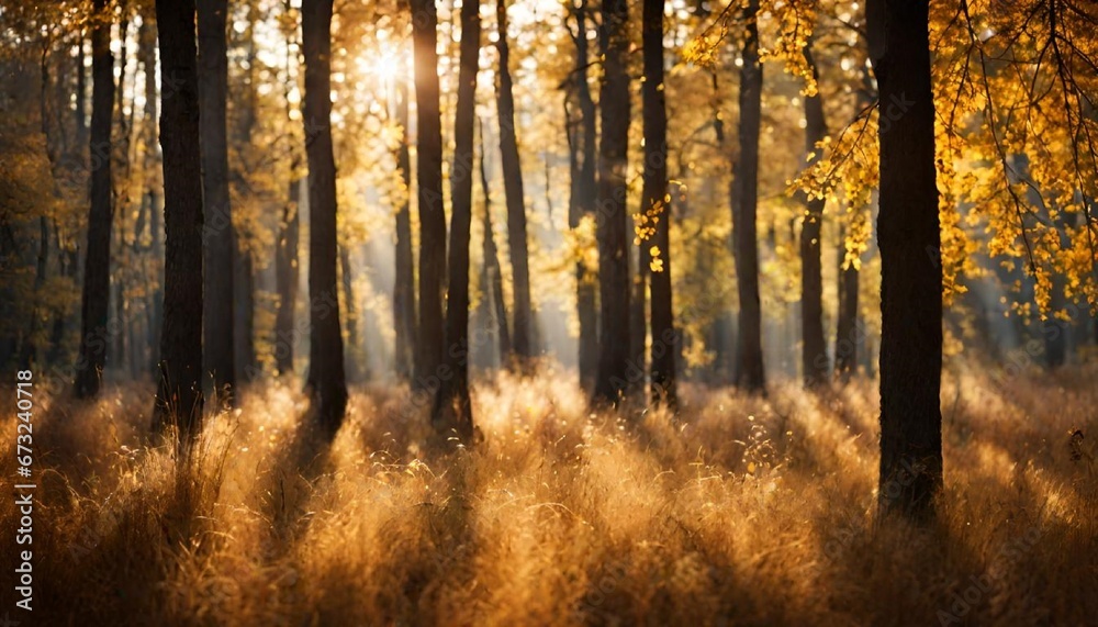 autumn forest in the morning