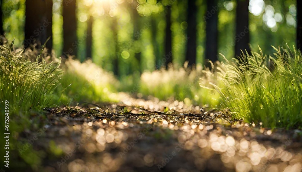 Summer Sunlight Illuminates Tranquil Forest Meadow with Vibrant Green Foliage Summer Sunlight Illuminates Tranquil Forest Meadow with Vibrant Green Foliage