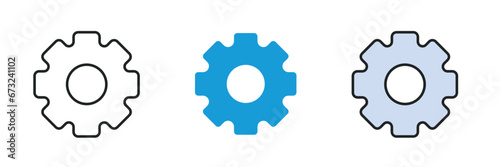 Cogwheel, gear icon. Line, glyph and filled outline colorful version. Symbol, logo illustration. Different style icons set. Pixel perfect vector graphics.
