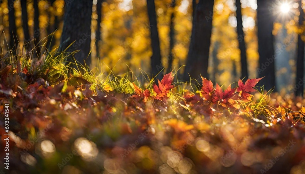 Golden Tranquility: Sunlit Woodland in Autumn
