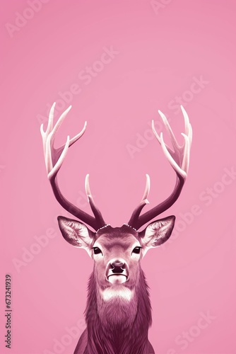 AI generated illustration of a deer on the pink background