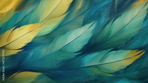 Colorful feather background with green and yellow pastel colors