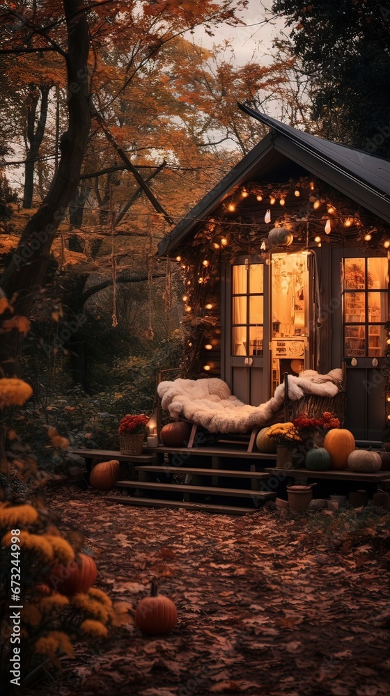 Naklejka premium Fireplace with christmas decoration. AI generated art illustration.