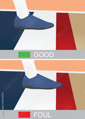Good and foul take-off long jump. vector