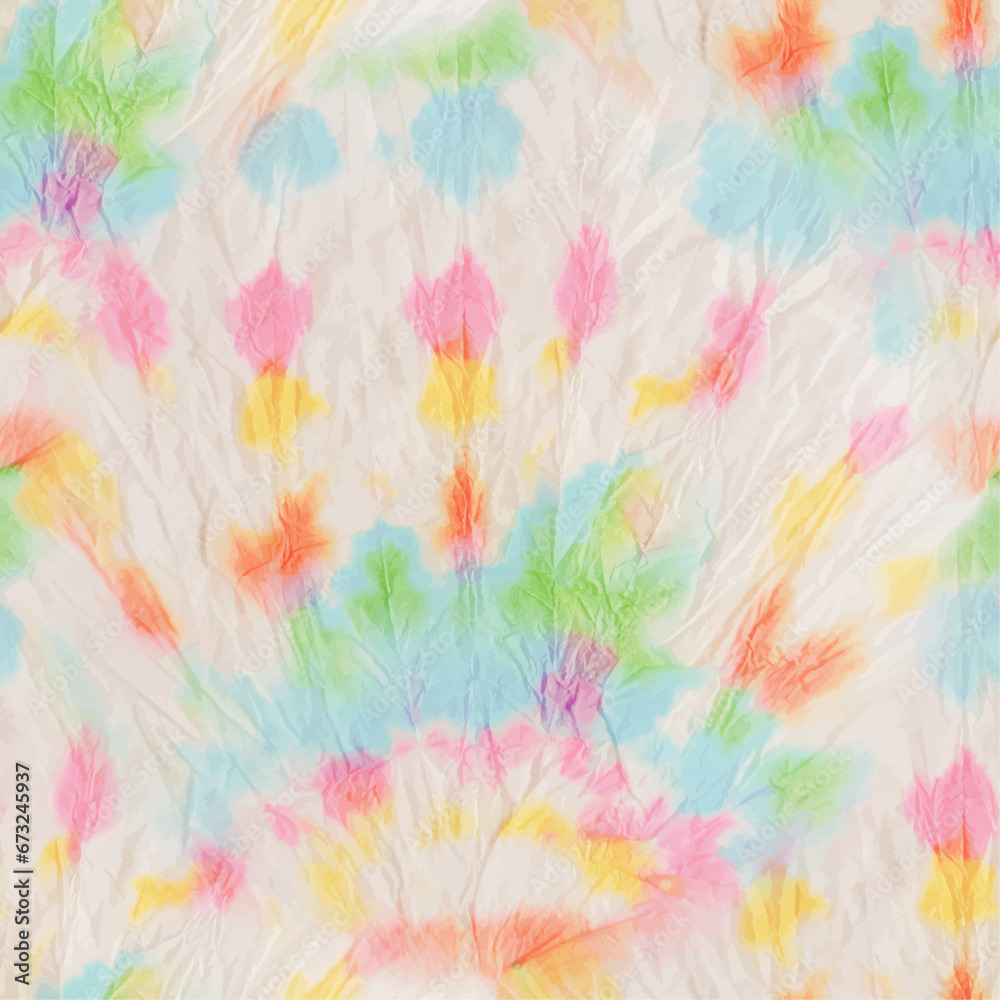 Tie Dye Rainbow Swirl. Circle Rainbow Pattern. Psychedelic Spiral Watercolor. Seamless Tie Dye. Red Tie Dye. Swirl Pattern. Vector Tiedye Batik. 1960 Bright Repeat. Multi Color Swirl Pattern.
