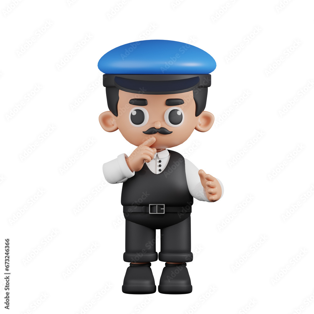 3d Character Driver Quiet Pose. 3d render isolated on transparent backdrop. 3d Character Driver Quiet Pose. 3d render isolated on transparent backdrop.