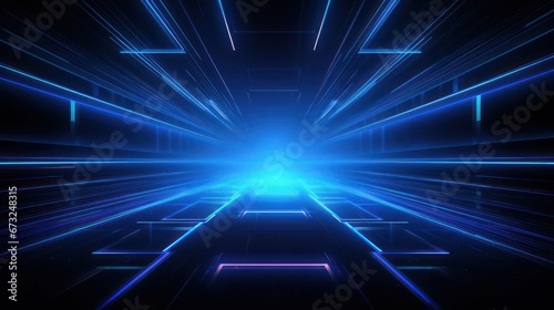 Futuristic dark blue background with speed light effect