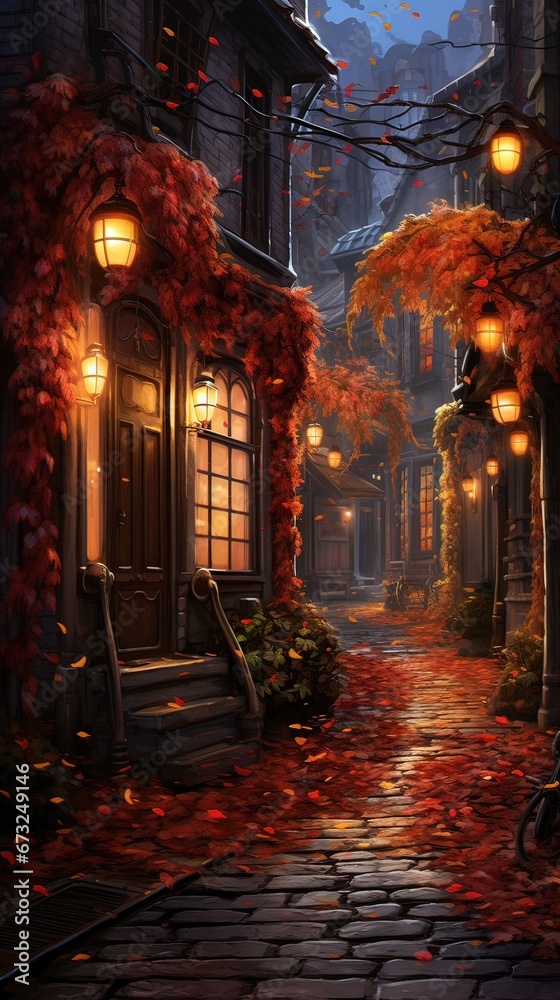 Christmas night in the city. AI generated art illustration. Christmas night in the city. AI generated art illustration.