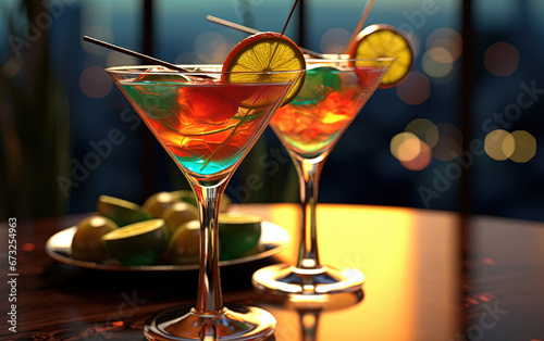 Wallpaper Mural Classic Alcoholic Cocktail Drink Green Lime Garnish Selective Focuse Background Torontodigital.ca