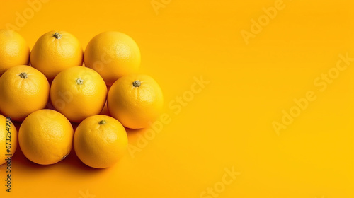 Group of Yellow Lemon Copy Space Yellow Background Defocused