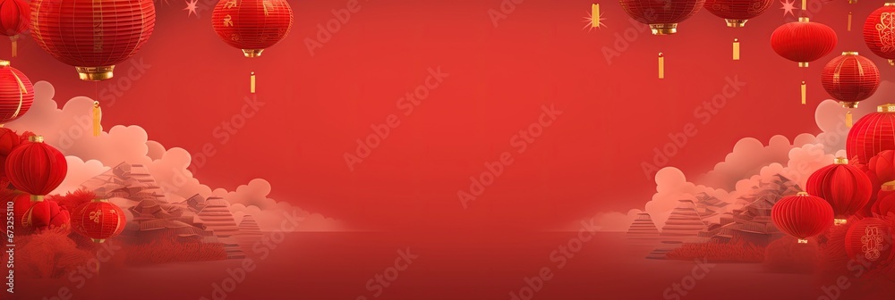 Happy Chinese New Year banner and copy space, generative ai Happy Chinese New Year banner and copy space, generative ai