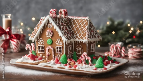 gingerbread house with christmas decorations