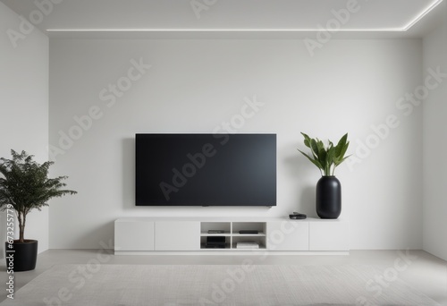 empty modern living room with tv empty modern living room with tv interior design of living room with white sofa and tv  tv and tv  wooden floor. mock up  3d illustration