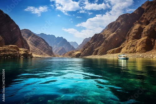 Stunning fjord bay in Taba, Egypt. Generative AI photo