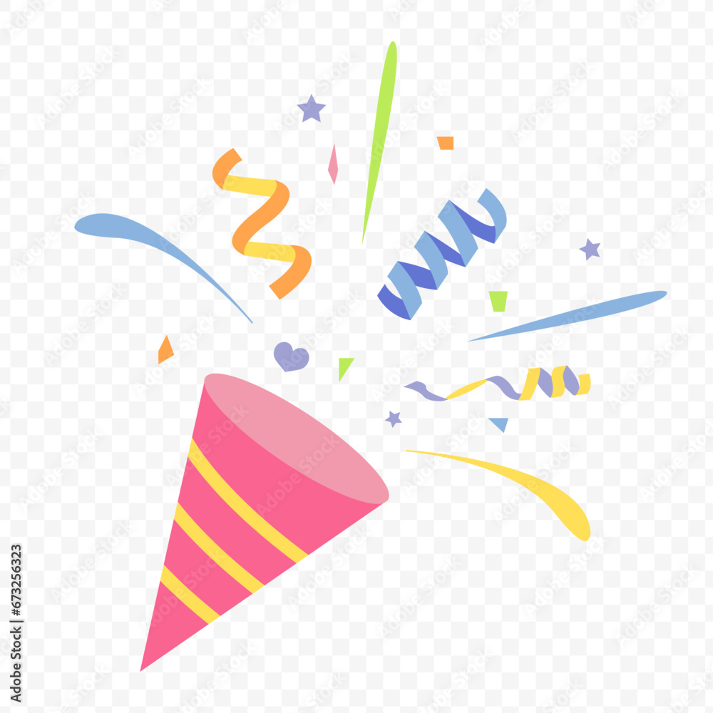 celebrate party object with party popper,glitter.Vector illustration for postcard,sticker,kid book