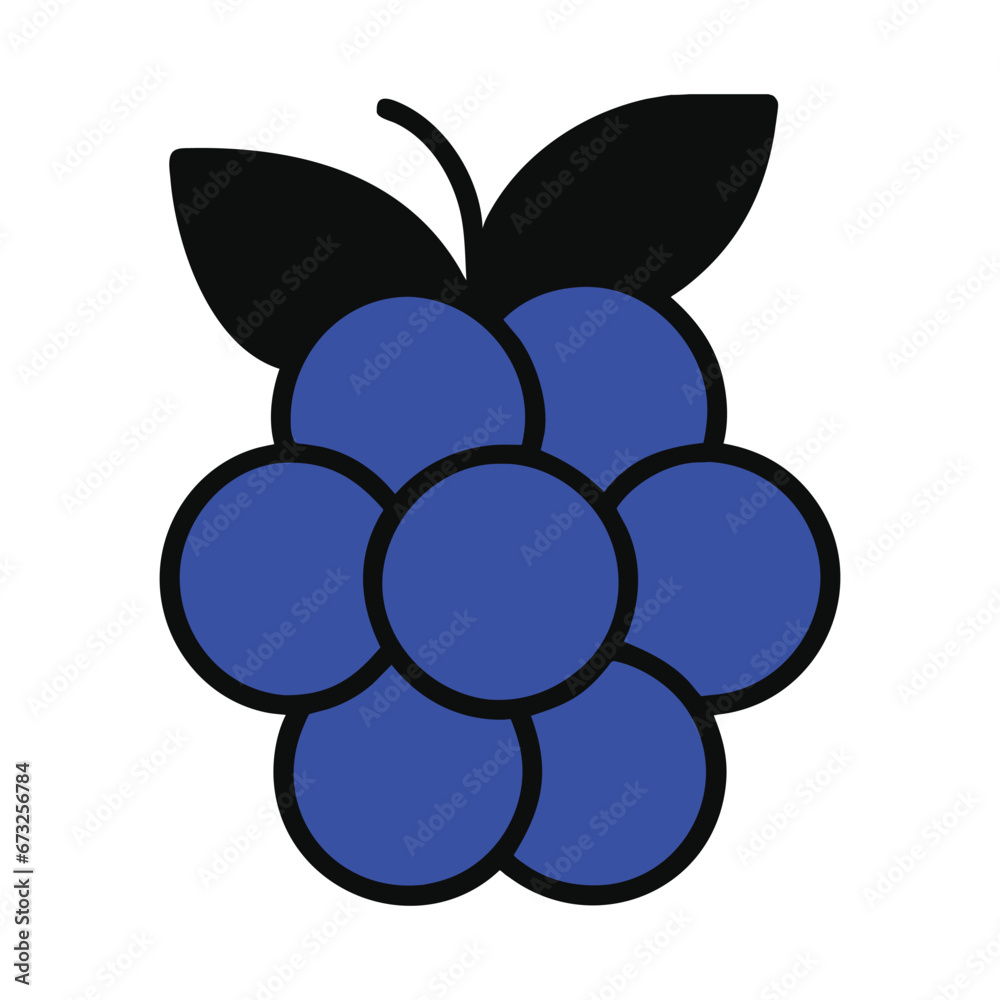 Bunch of blueberry with leaves for food apps and websites, flat vector icon Bunch of blueberry with leaves for food apps and websites, flat vector icon