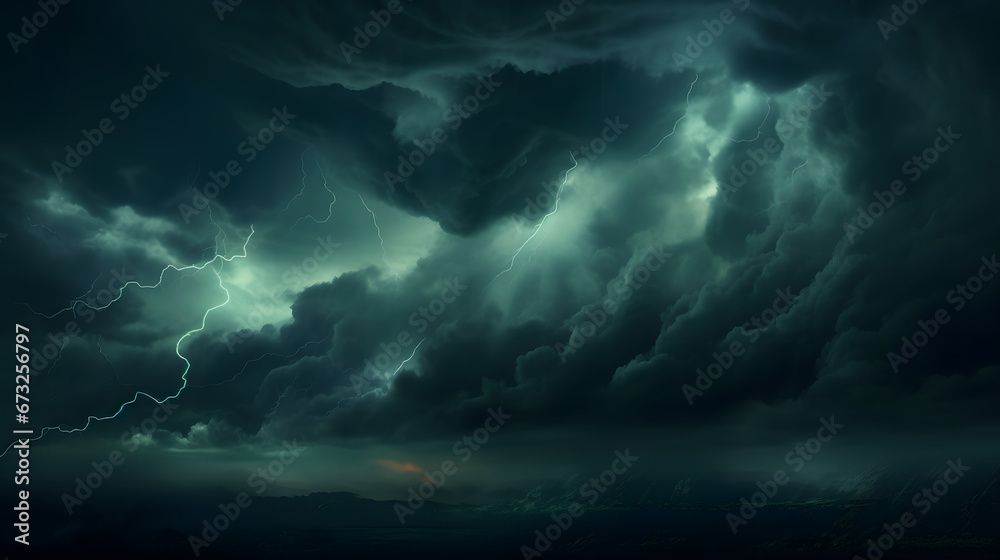 Thick black clouds in the sky foreshadow a storm. Thick black clouds in the sky foreshadow a storm.