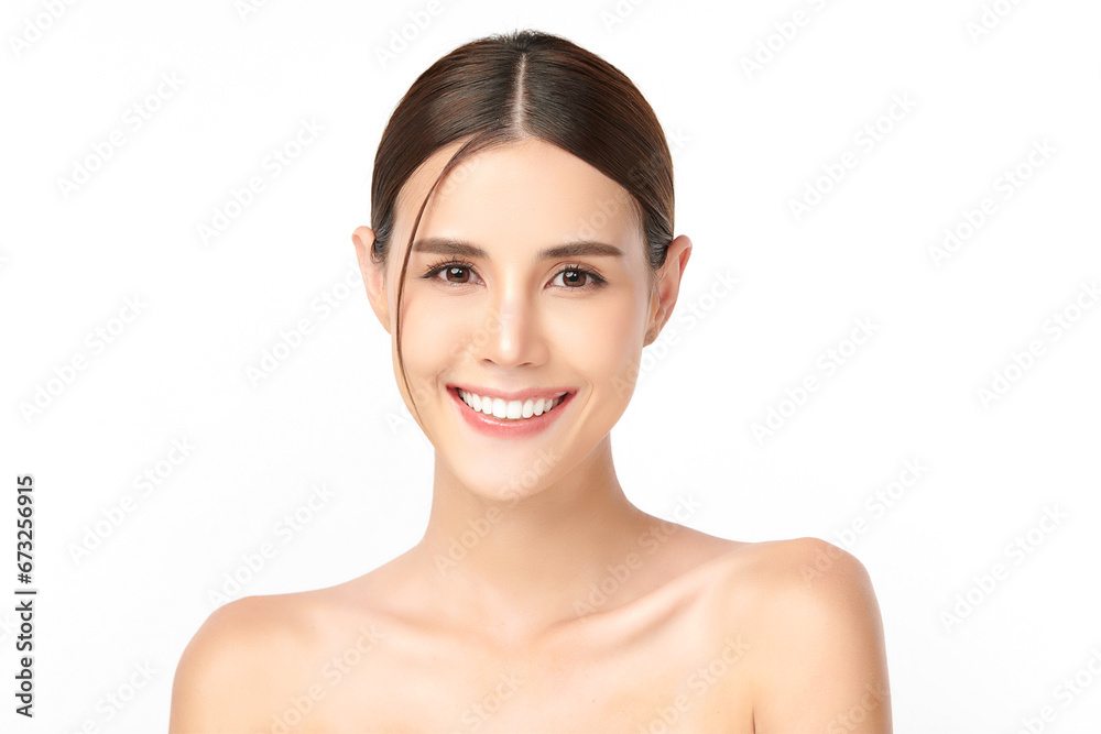 Beautiful smile of young woman with healthy white teeth on white background, Dental care. Dentistry concept. Beautiful smile of young woman with healthy white teeth on white background, Dental care. Dentistry concept.